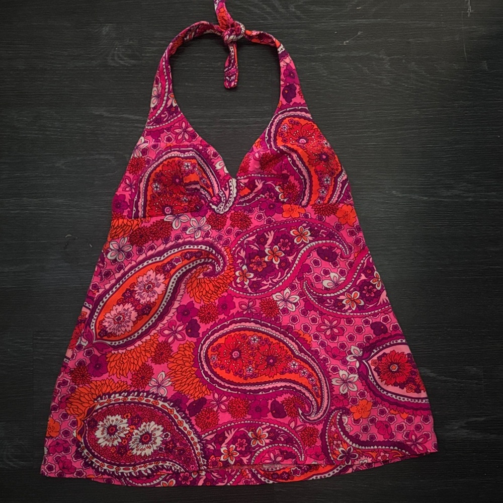 Vintage 70s Paisley Halter Top XS/S